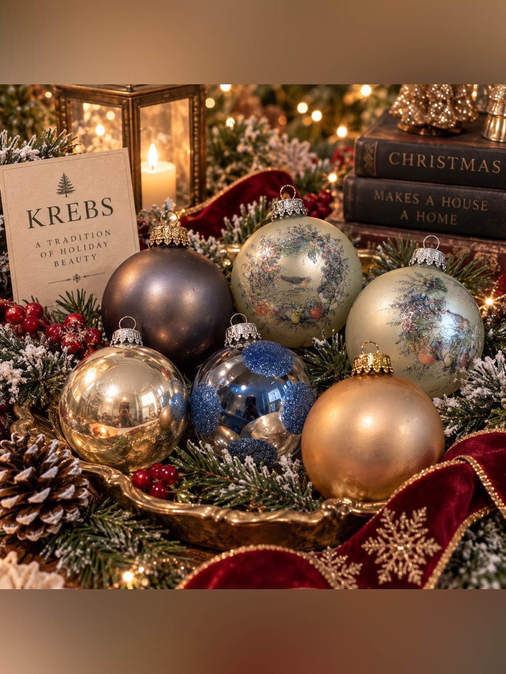 Vintage Krebs Glass Christmas Ornaments Lot of 6 Germany Style Holiday Balls